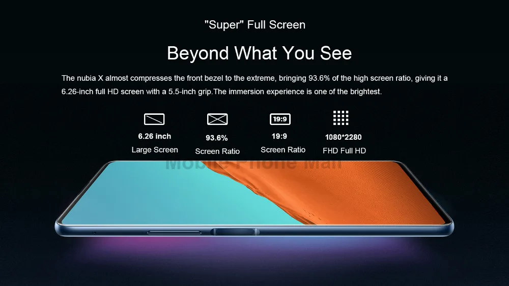 Мобильный телефон Nubia X, 6,26 дюймов, 6 ГБ/8 ГБ ОЗУ, 64 ГБ/128 Гб ПЗУ, Восьмиядерный процессор Snapdragon 845, Android 8,1, двойная камера, 3800 мАч, смартфон