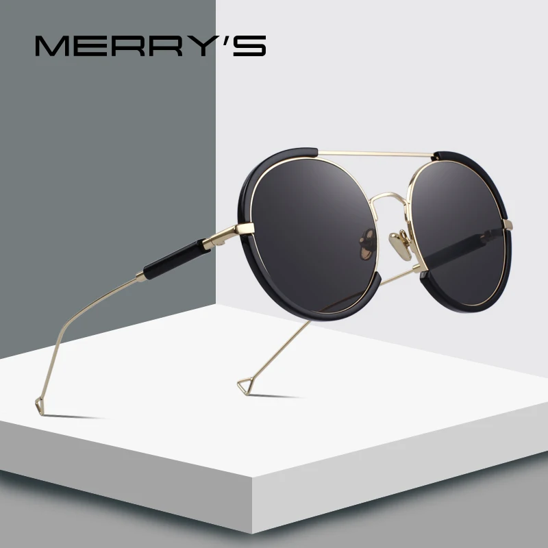 MERRY'S дизайн Для женщин Мода Круглые Солнцезащитные очки twin-лучей кадра солнцезащитные очки металлические храм 100% УФ-защитой S'6301