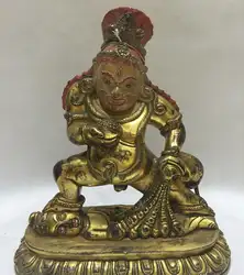 Китай Антикварные Тибет Свинка Черный Jambhala Будда Бог богатства Бронзовая Статуя