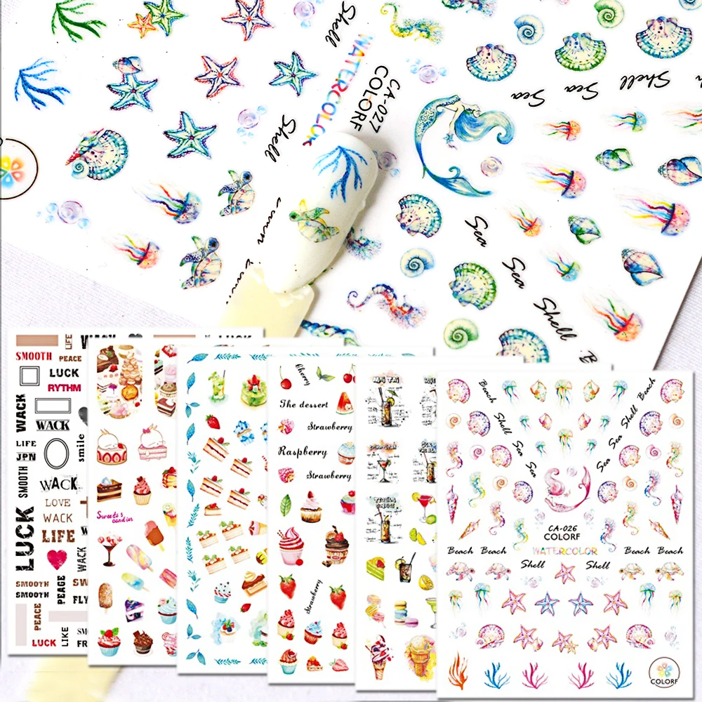 

1 Pcs Summer Theme Mixed Fruit/Shell/Letter/Cake Design 3D Adhesive Nail Decal For DIY Nail Care Tips Manicure BECA019-027