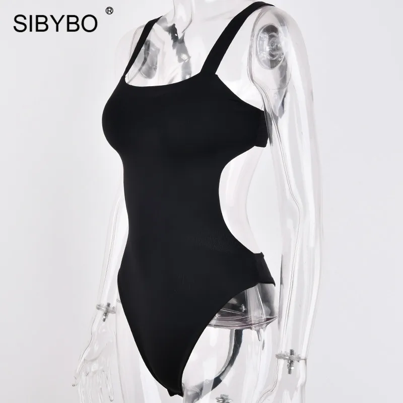 Sibybo, с открытой спиной, регулируемый плечевой ремень, Сексуальное Женское боди без рукавов, обтягивающий комбинезон, для женщин, пуш-ап, повседневные женские боди