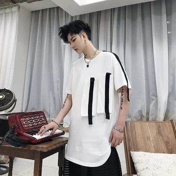 

2019 Summer New Personality Sleeve Shirt Fashion Street Hip pop Style Short Sleeves High Quality Casual Mens Tees