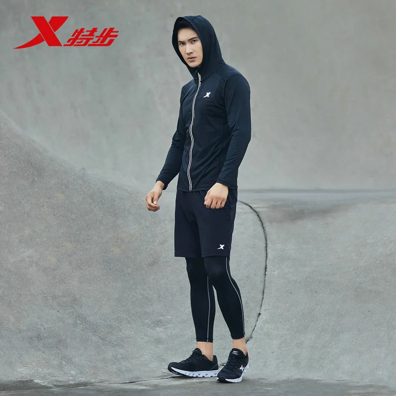 Xtep спортивный костюм мужской из пяти частей круглый вырез с длинными рукавами футболка шорты спортивные брюки костюм 882129999303