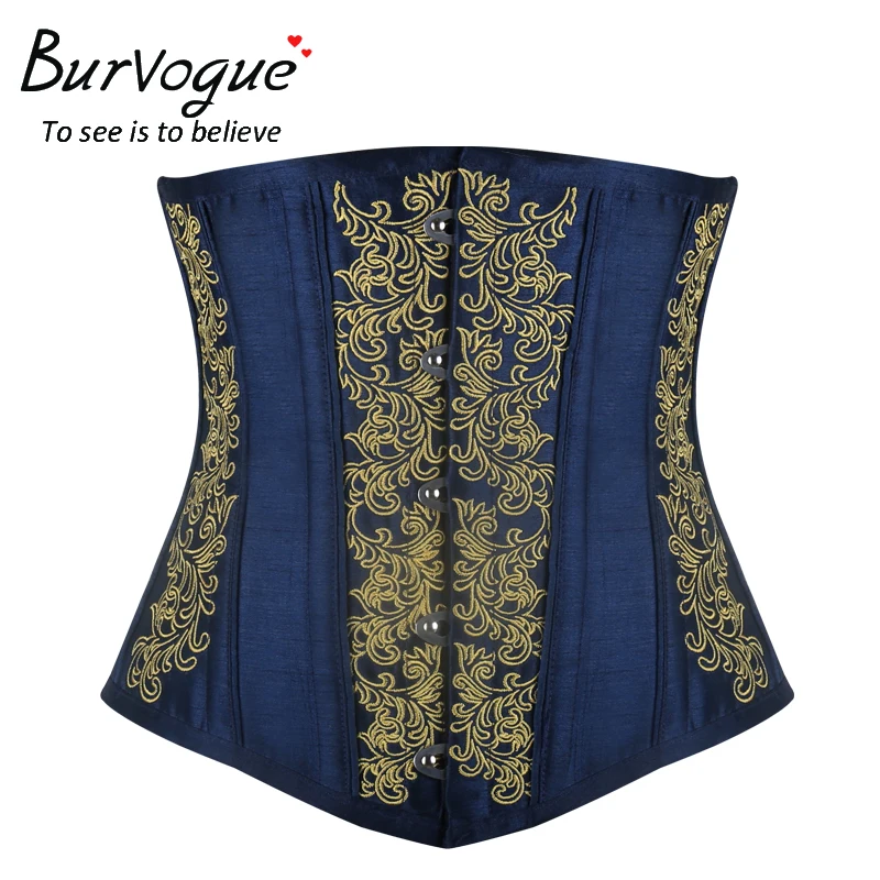 

Burvogue Women Underbust Corset Satin Corset Steel Bones Waist Triner Gothic Corset Waist Cincher Corset Steampunk Corselet