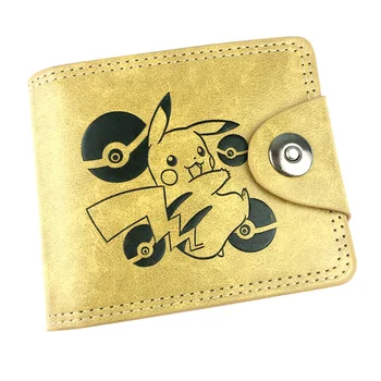 

Japanese Anime Pokemon Wallets Cute Cartoon Pikachu Purse Card Holder Zipper Coin Pocket Embossing LOGO Leather Short Wallet