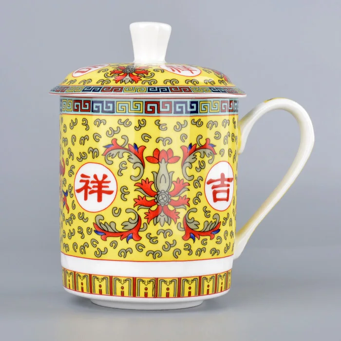 Керамическая кружка 500 мл чашка из твердого английского фарфора с крышкой большая кружка для чая и кофе винтажная кружка в китайском стиле