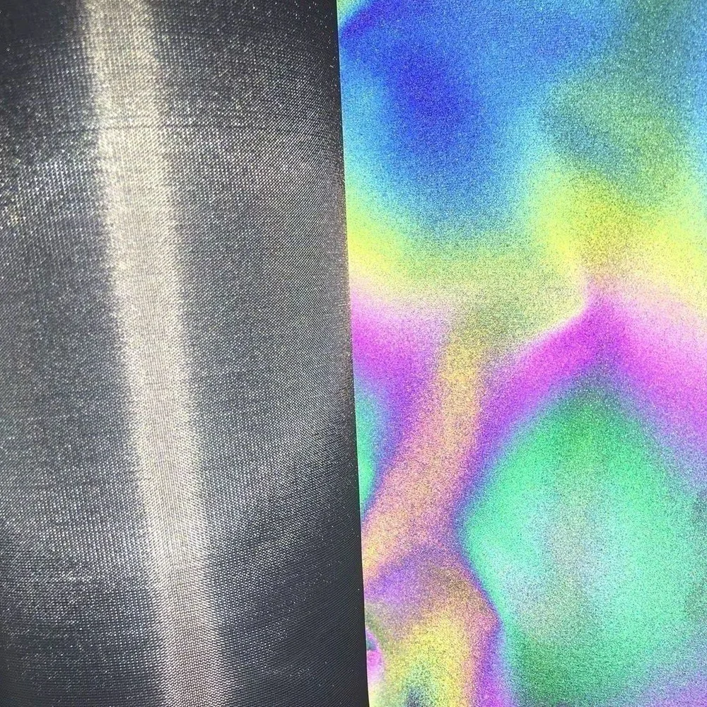 moda mágica arco-íris pano variável cor brilhante refletindo luz fibra tecido
