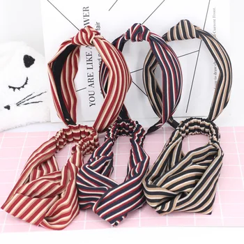 

3pcs/lot Classical Striped Girls Hairbands Retro Twisted Knot Turban Stripes Elastic Headbands Hair Accessories For Women