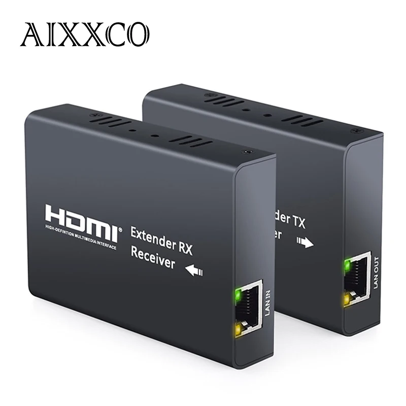 AIXXCO HDMI Extender 100m HDMI Repeater with IR Remote 1080P over Single RJ45 Cat5 Cat5e Cat6 Cat7 Cable Support for PC DVD PS3
