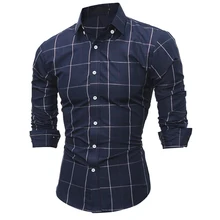 Chemise Homme брендовая Модная рубашка с длинными рукавами универсальное платье мужская одежда клетчатая рубашка тонкие стильные мужские рубашки XXL
