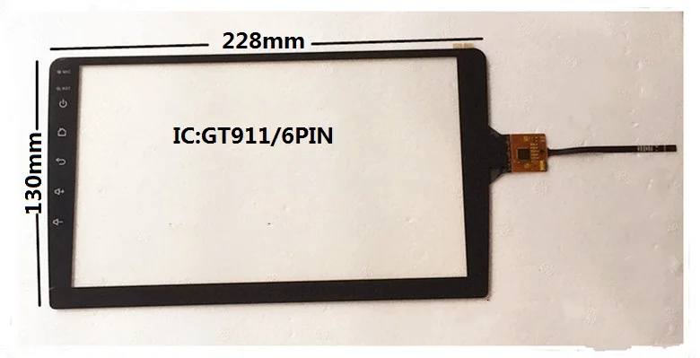 

Емкостный сенсорный экран 9 дюймов 228*130 мм 6 линий IC:GT911