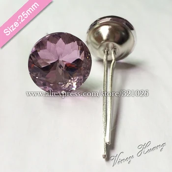 

Free shipping 100PCS/LOT 25MM PINK COLOR Redbud Crystal Glass Prongs,Crystal Buttons, Upholstery Sofa Buttons, Headboard Buttons