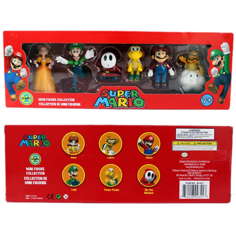 3-5cm Super Mario Bros Peach PrincessDaisy Toad Mario Luigi Yoshi Donkey Kong PVC Action Figure Toys Dolls 6pcs/set New in Box