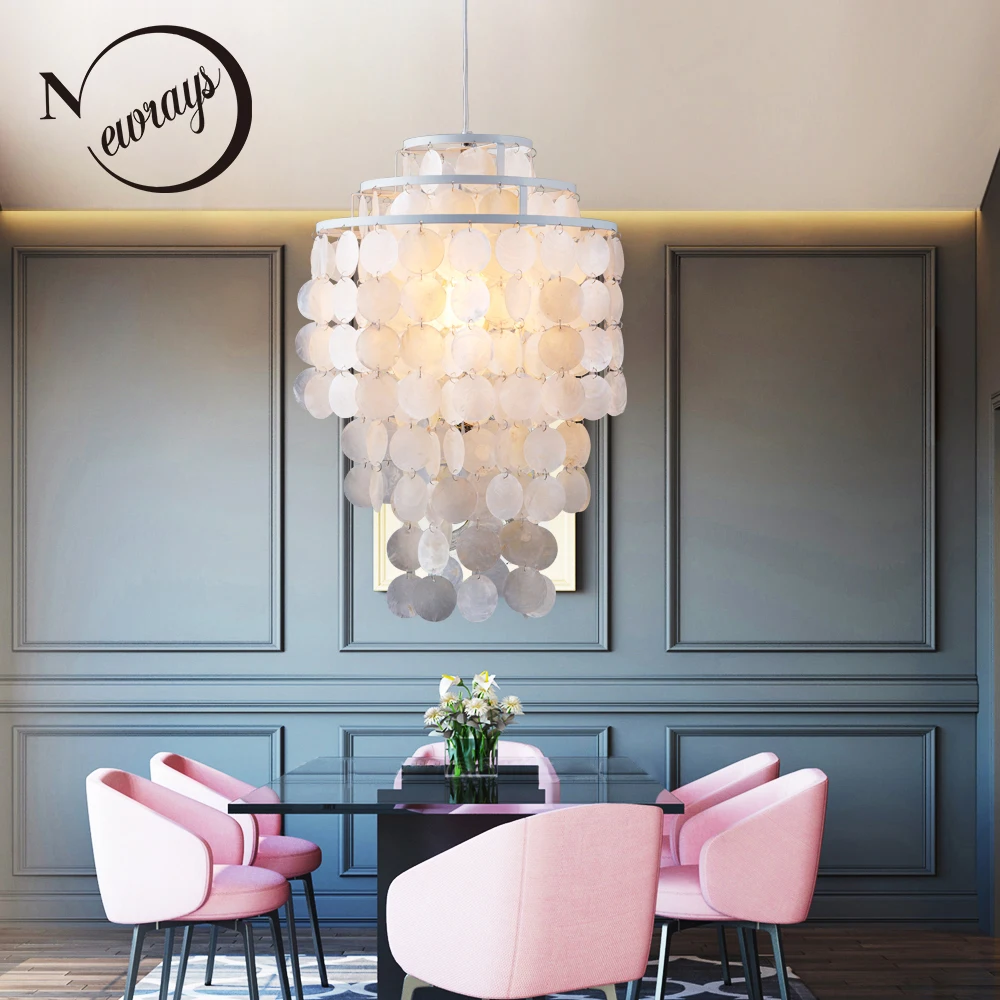  Modern loft 3 kinds style natural seashell pendant lamp lustres fixture E27 Lights Shell lamps for  - 32970000438