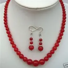 6-14 мм красный круглый Бусины Цепочки и ожерелья Серьги 1" серебряные свадебные женские ювелирные изделия
