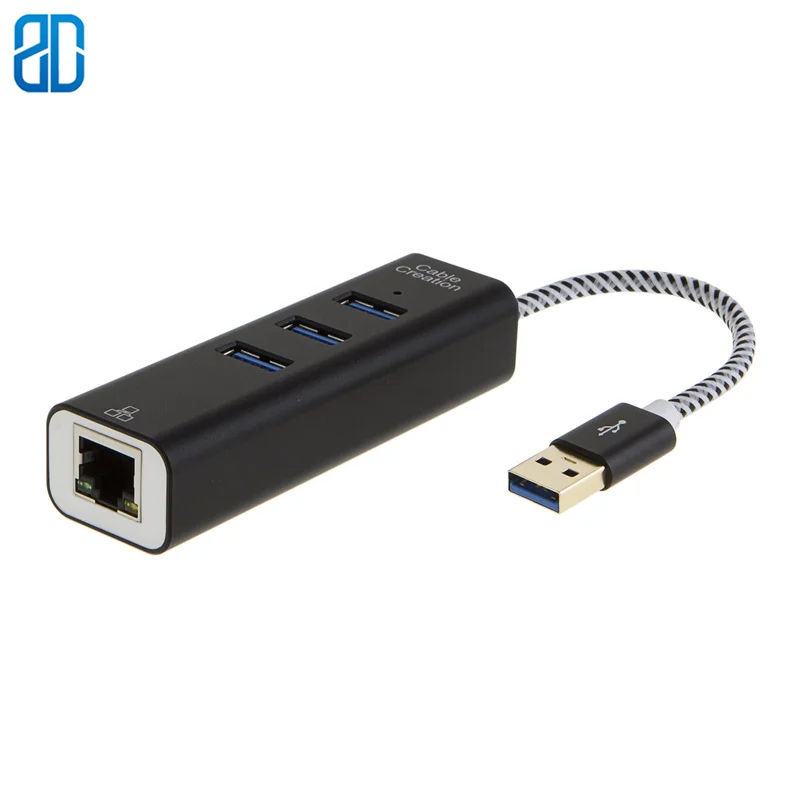 3 портовый концентратор USB 0 с гигабитным Ethernet адаптером 10/100/1000 Мбит/с совместимый