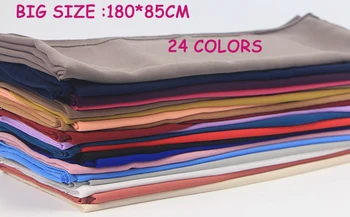 

Big Size 180*85cm Wholesale bubble chiffon scarf solid color shawls hijabs muslim scarves/scarf 24 colors