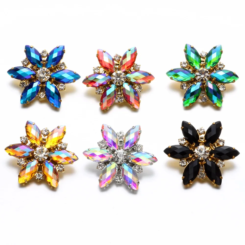

6 Color/lot Discolored Rhinestone Style Snowflake Shape Charms 18mm Snap Button Jewelry For Snap Bracelet Snaps Jewelry KZ0481