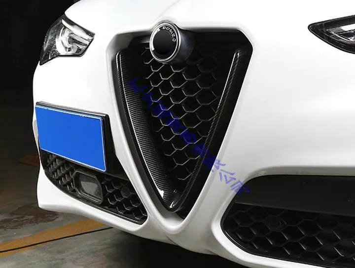 Для Alfa Romeo Stelvio автомобильные аксессуары из углеродного волокна Стиль передняя решетка крышки центр сетки отделка