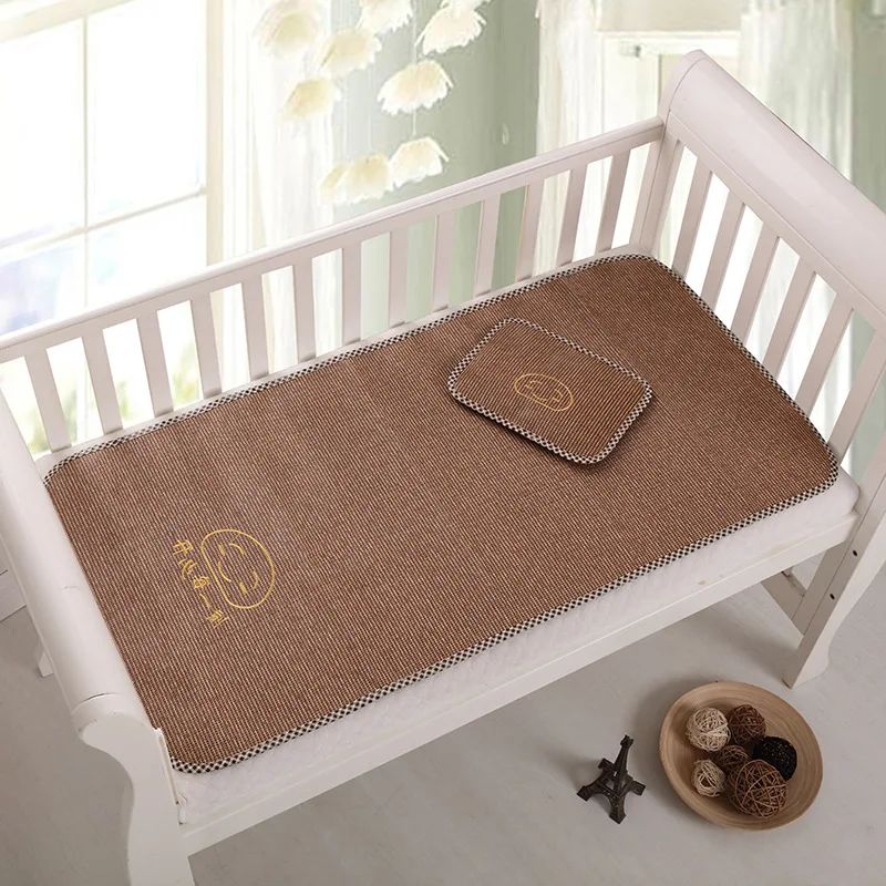 

Cool Mat for kids Summer bed cover girl kit (60*120cm mat +18*35cm pillow) Crib mat rattan straw boys 2pcs child kindergarten