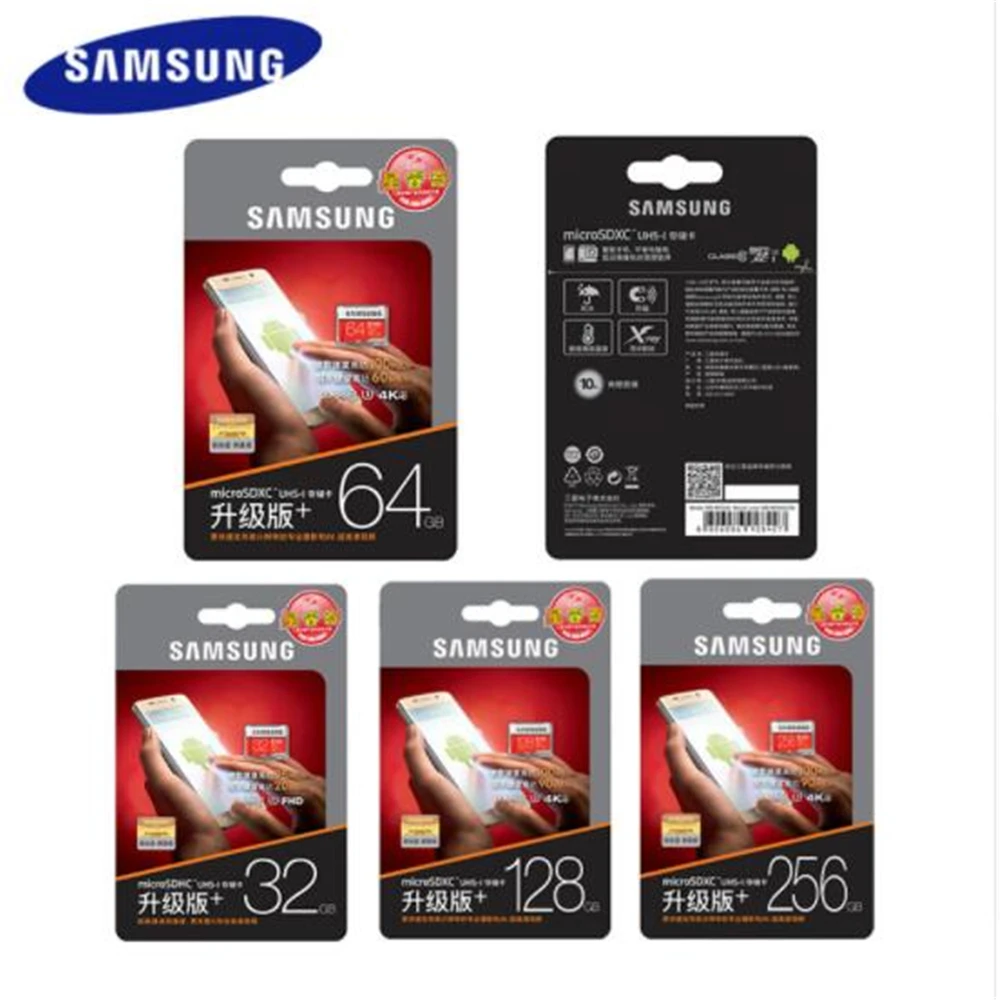 SAMSUNG карта памяти MicroSD карта памяти 256 г 128 ГБ 64 ГБ 32 ГБ 16 ГБ 8 ГБ 100 МБ/с. карты памяти флешка Class10 флеш SDXC Класс EVO plus Флэшка микро сд TF SD карта Самсунг флешки