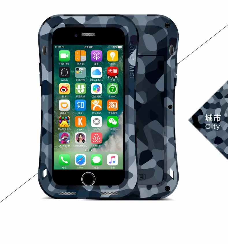 bilder für Ursprüngliche Liebe Mei Leistungsstarke CAMO SERIE Fall Für Apple iPhone 7 7 plus Wasserdichte Shockproof Aluminium-Cover mit Gehärtetem Glas bilder für Ursprüngliche Liebe Mei Leistungsstarke CAMO SERIE Fall Für Apple iPhone 7 7 plus Wasserdichte Shockproof Aluminium-Cover mit Gehärtetem Glas