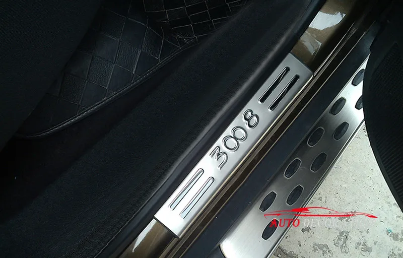 

For Peugeot 3008 2009-2015 Exterior Car Styling Accessories Stainless Door Sill Scuff Plate Protector Cover 4pcs