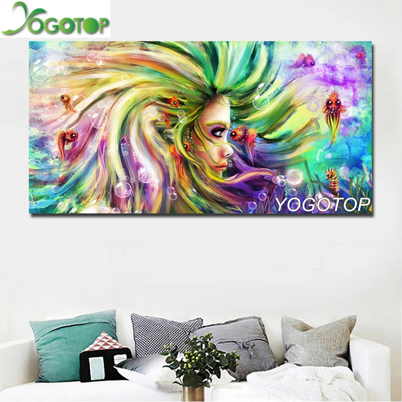 

YOGOTOP 5D DIY Full Square/Round Rhinestone Diamond Painting Mermaid girl fish Diamond Embroidery Cross Stitch Mosaic Art YY326