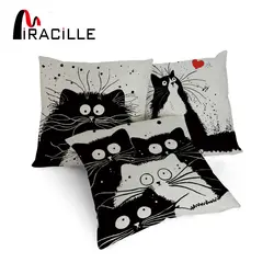 Miracille наволочка с рисунком черный, белый цвет милые товары для кошек печатных декоративная подушка для дивана Чехлы мангала Современный