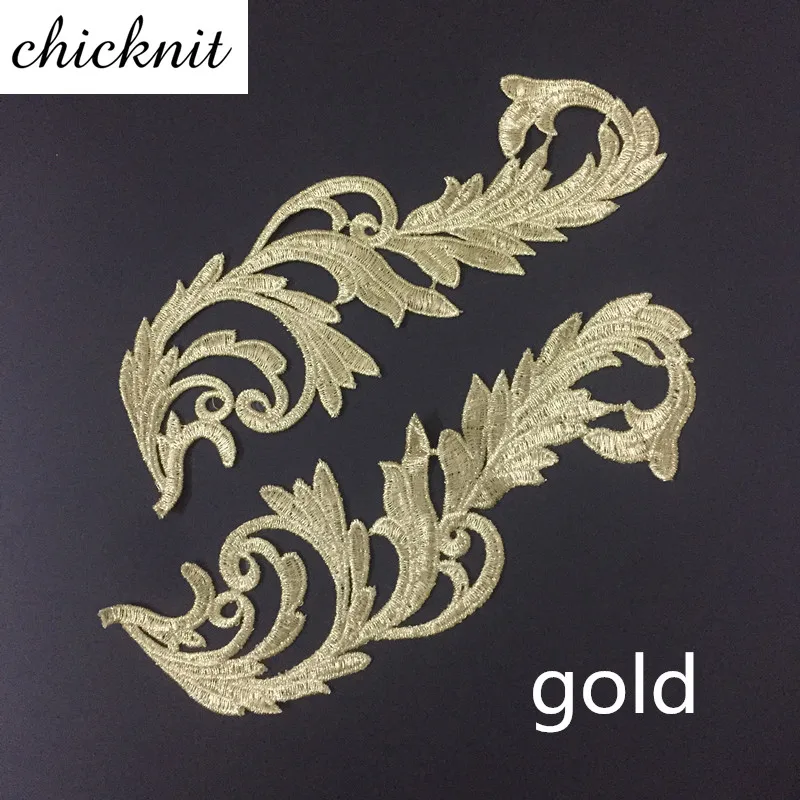 CHICKNIT 1 зеркальная пара Золотая Серебряная кружевная вышивка аппликация