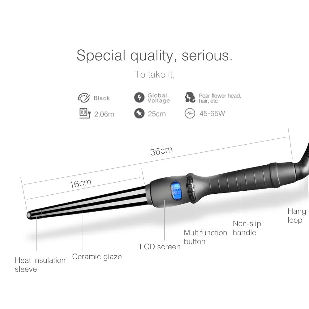 Single Tube Ceramic Glaze Conical Curling Iron-1