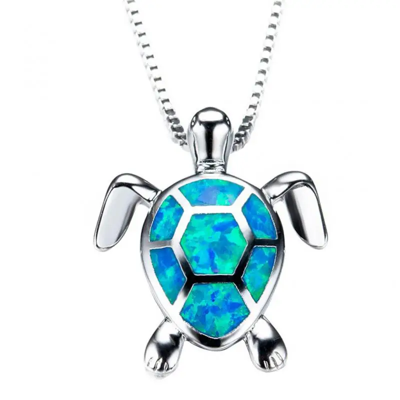 

Women Charm Cute Sweater Necklace Opal Turtle Pendant Jewelry Ornament Valentine's Day Present Memory Projection Necklace