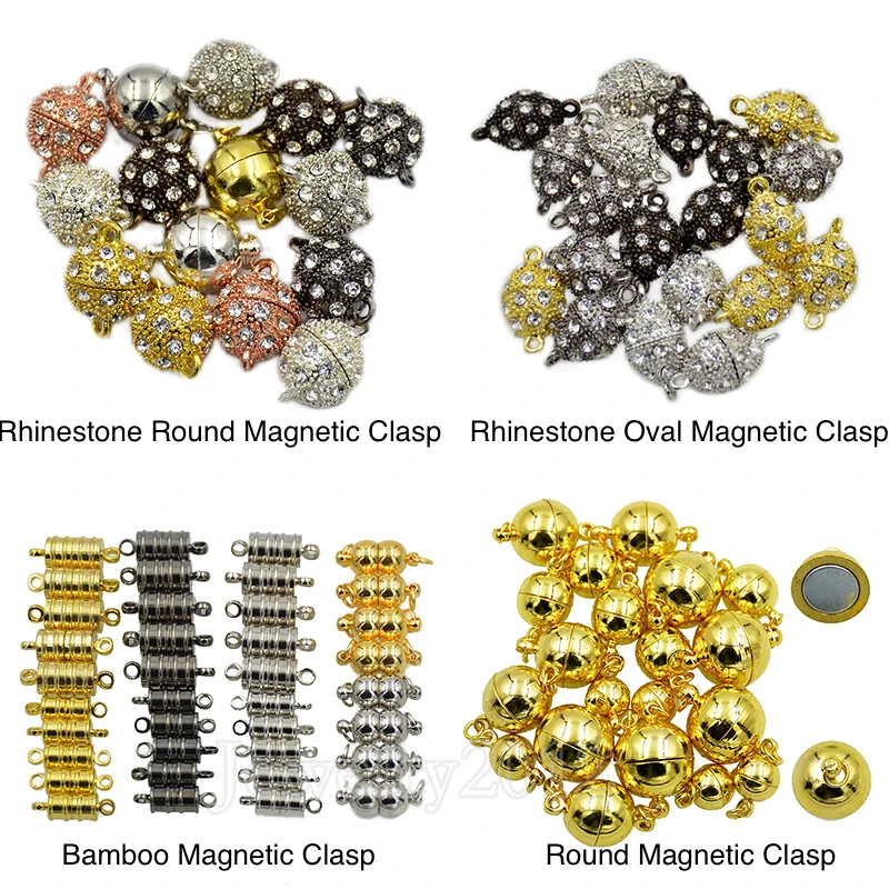 30 компл./лот с украшением в виде кристаллов Стразы Магнитный съемник для жестких бирок для электронного отслеживания товара круглый застежка Разъем для браслет Цепочки и ожерелья делая 8 мм 10 мм 12 мм 14 мм