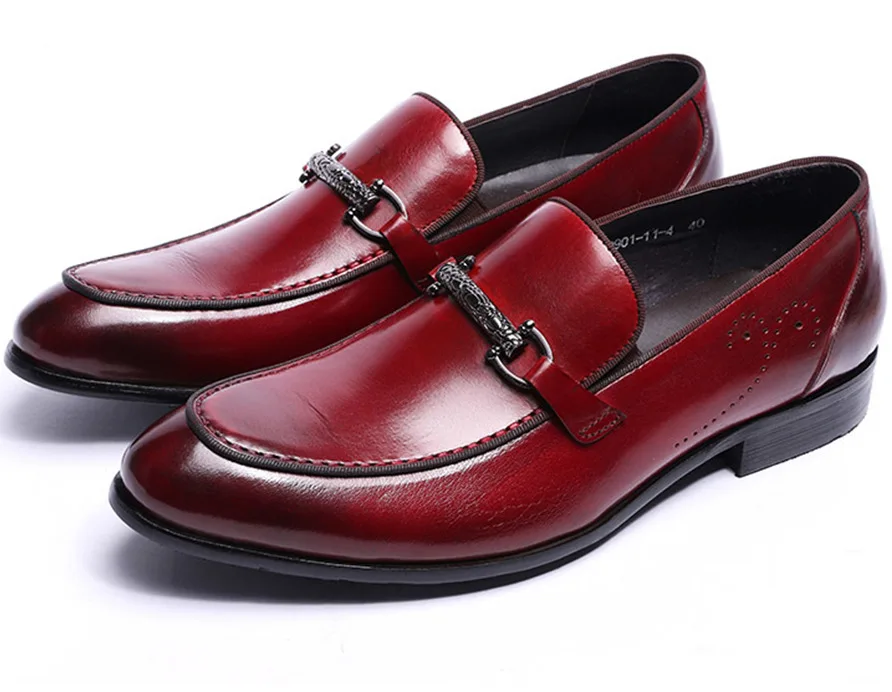 

Black / Reddish brown summer loafers mens casual shoes genuine leather dress shoes flats mens wedding shoes with