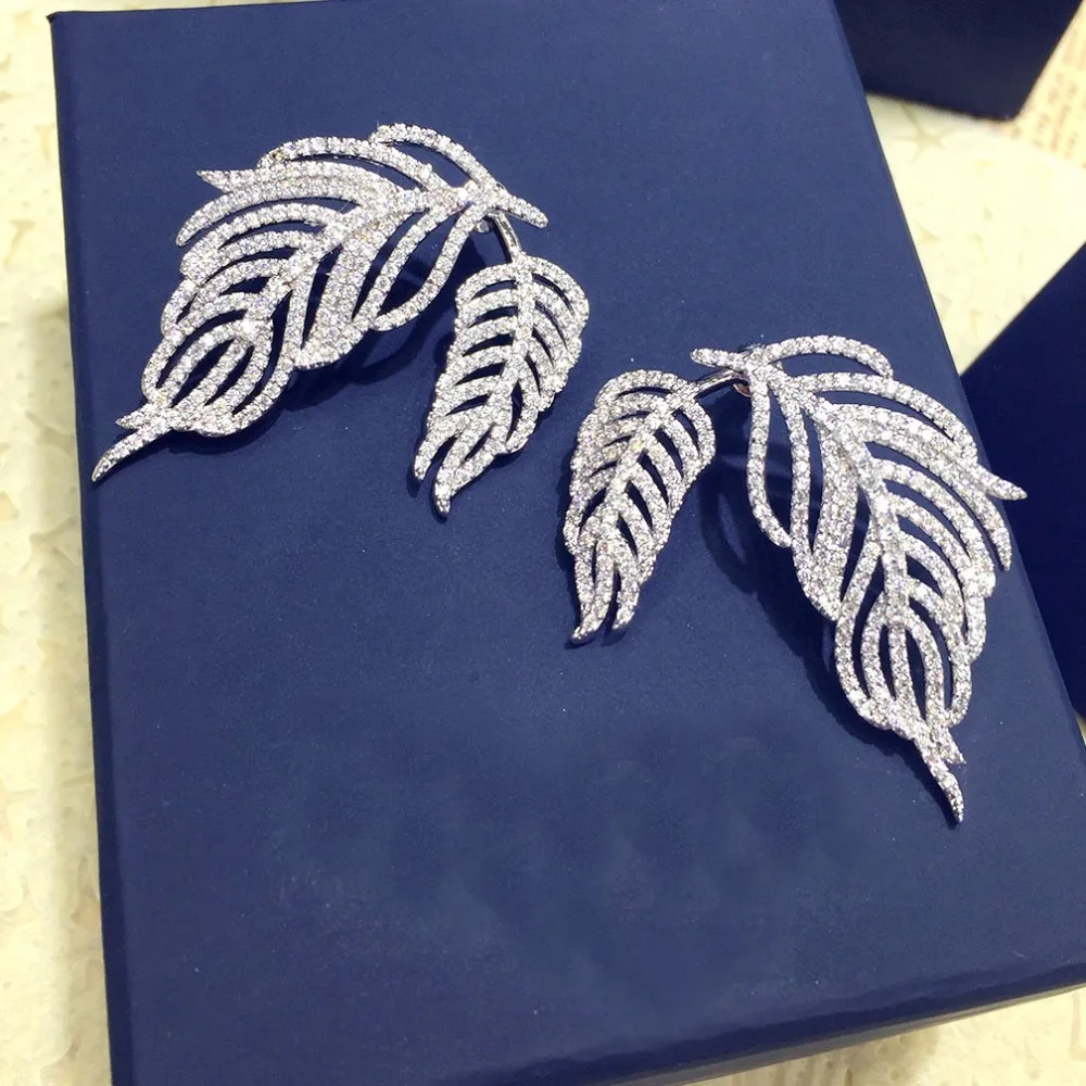 

Big Brand White Gold color Micro Pave Stud Clear Zircon Earrings Zirconia With Austrian Crystal ,Nickel Free Wholesale