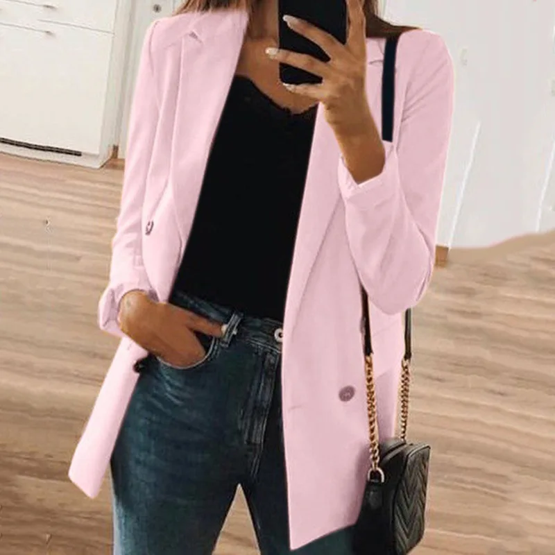 women coat pink blazer womens clothes 2018 girl korean style full solid casual gothic mama fashion harajuku white blazer