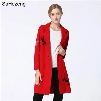 

2017 Women Long Sweater Cardigans Letters Casual Spring Winter Autumn Sweaters Long Coat Plus Size Korea Cardigans Femme KC4