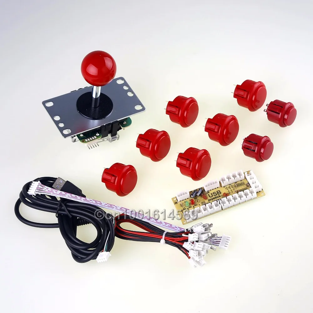 

Genuine Japan SANWA Arcade Game DIY Bundle Kits 8x Push Button + Sanwa Joystick + PC Encoder To Arcade Sticks USB Connector Game