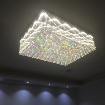 

Large custom hotel engineering crystal lamp rectangular villa lobby hall corridor aisle ceiling lamps ceiling lamps fixture led