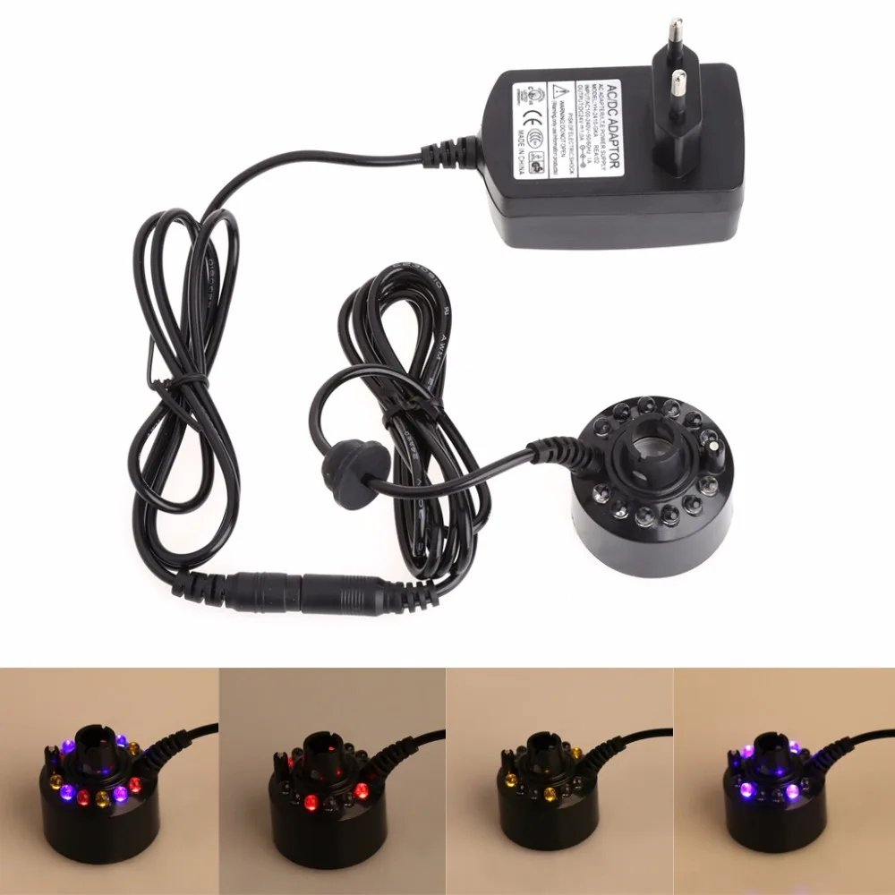 

MEXI Hot 12-LED Ultrasonic Mist Maker Fogger Water Fountain Pond Useful