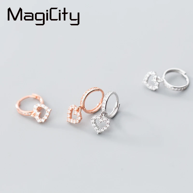 

Cubic Zirconia Heart Hoop Earrings 2018 For Charm Women Wedding Party Rose Gold Color 925 Sterling Silver Fashion Jewelry Gift