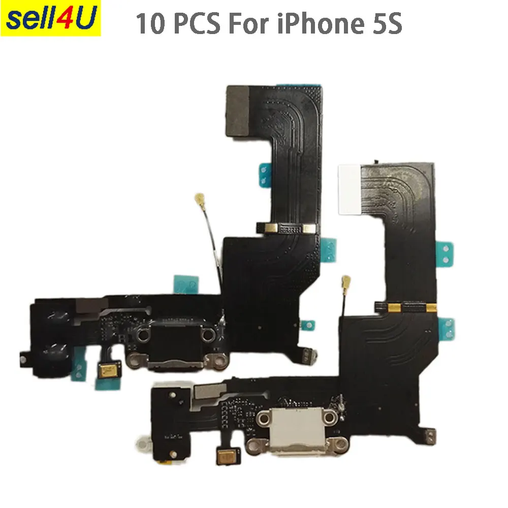 

10Pcs Charging Port Flex Cable For iphone 5S , Audio Jack with Charger Dock complete For iphone 5S replacement