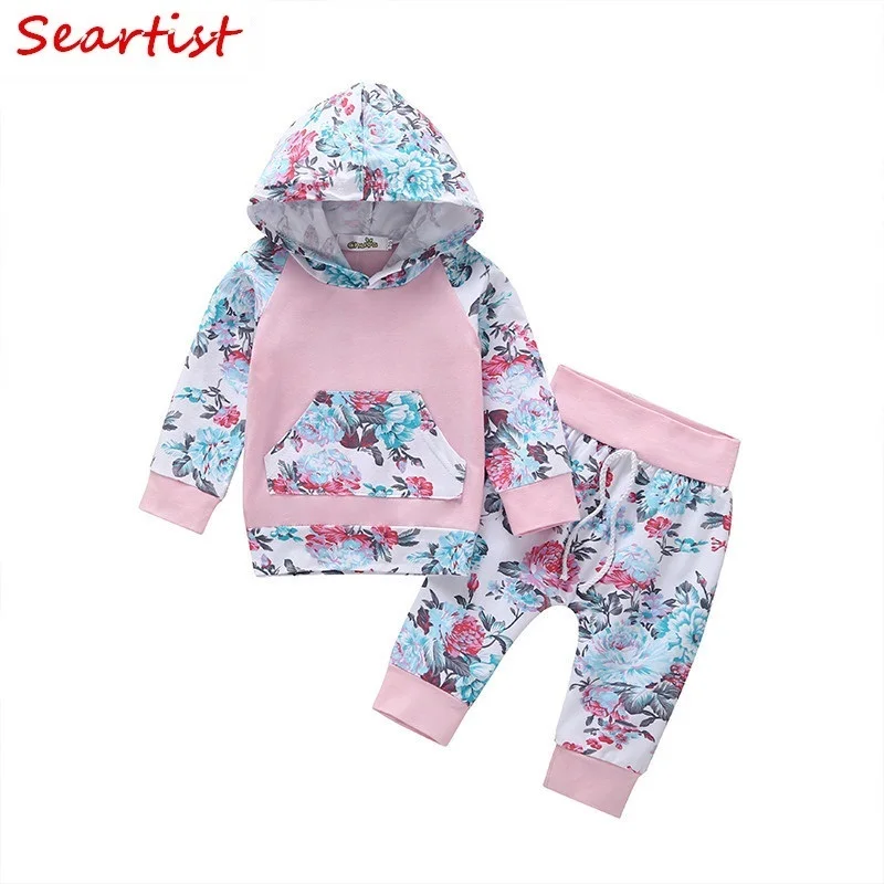 

Seartist Baby Girls Clothing Set Kids 2pcs Spring Floral Hoodie Leggings Set Bebe Children Suit Baby Girl Clothes 2019 New 30C