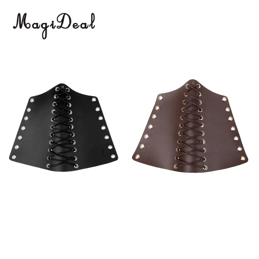 MagiDeal Black/Brown Lace-up Cow Leather Archery Arm Protector Guard Bow Shooting Arm Armband Equip for Traditional Bow Longbow