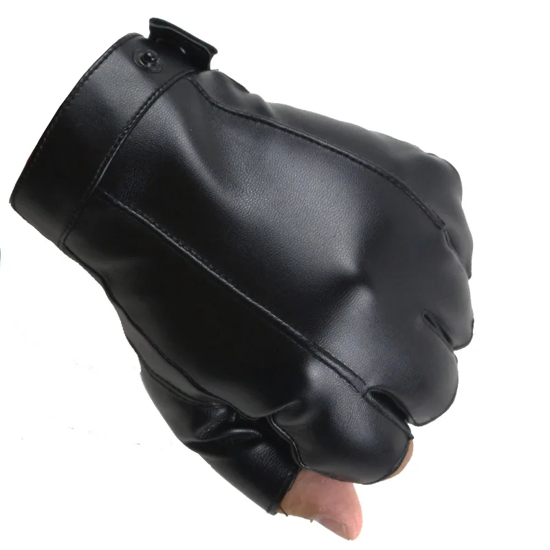 LONGSONGO Brand New Fashion Half Finger Gloves Unisex Leather Fingerless Gloves Driving Outdoor Gloves Guantes de cuero