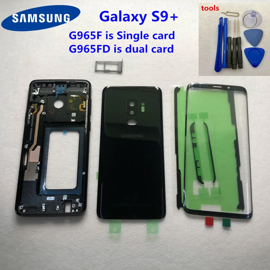 Чехол для samsung Galaxy S9 Plus G965 G965F G965FD с полным корпусом, стеклянный чехол на заднюю батарейку, чехол со средней рамкой, переднее стекло