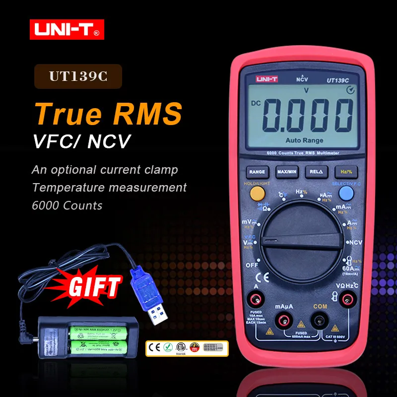 UNI T UT139C Digital Multimeter True RMS Auto Range Voltmeter Handheld
