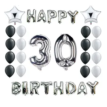 

Silver 18th 21th 25th 30th 35th 40th 50th 60th 70th 80th 90th Happy Birthday Decoration Balloons Kit Adults Anniversary Supplies