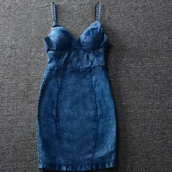 

Sexy strap denim dress Women bodycon summer dress Beach party short dresses casual blue denim vestidos high quality