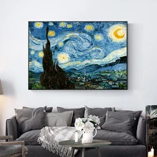MOLEK DIY картина маслом по номерам комплект Ван Гог Звездная ночь раскраска живопись на холсте подарок для домашнего декора настенная художественная картина